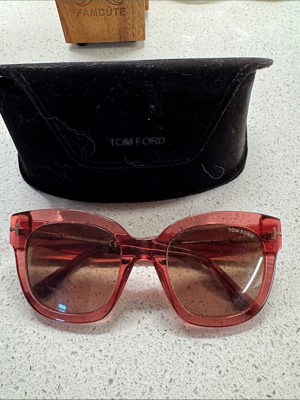 Tom Ford Women's Transparent Pink Square Sunglasses